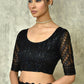 Black Silk Stripe Saree With Blouse Piece - Purvi