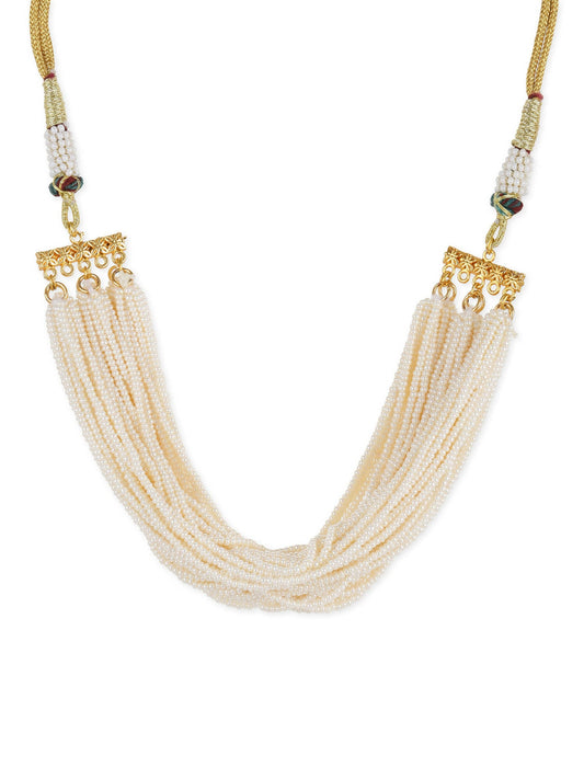 White Brass Gold-Polished Necklace - Ruby Raang | Swadesiicart