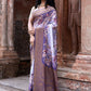 Joban Fashion Shade Of Orchid Crepe Chiffon Pure Handloom Banarasi Silk Saree | Swadesiicart