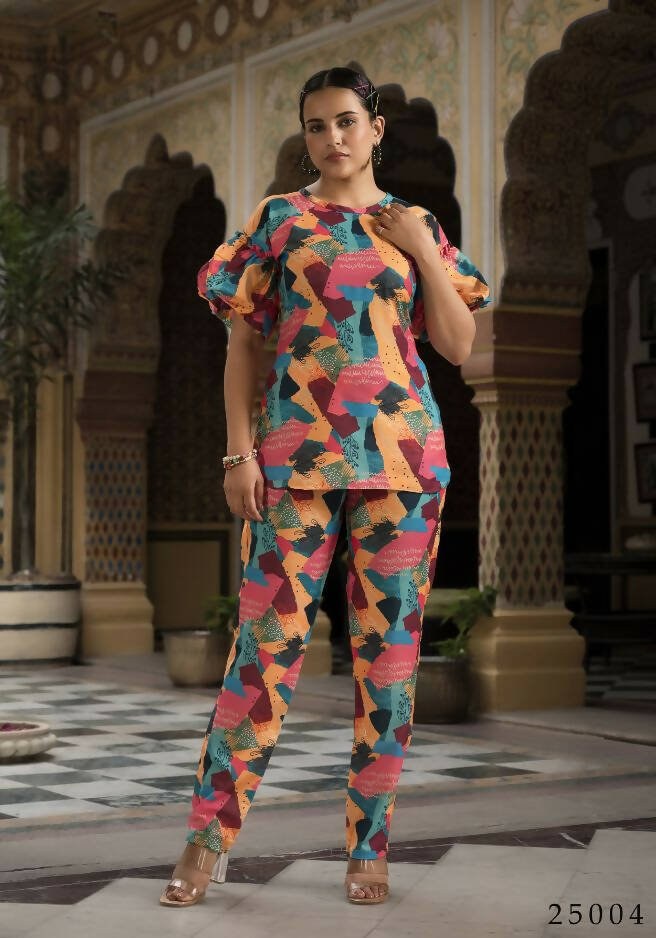 Women's Casual Fashionable Multi Muslin co-ord set - Rooh - Swadesiicart