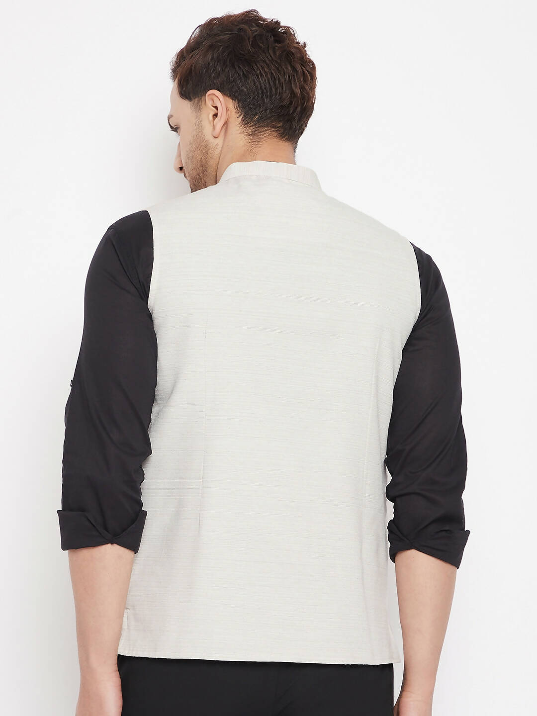 Even Apparels Cream Merino Men Woven Nehru Jacket BF504 | Swadesiicart
