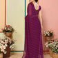 Aafreen Partywear Designer Wine Georgette Fancy Saree