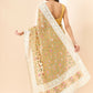 Beige Organza Floral Embroidered Saree with Unstitched Blouse Piece - Roozal