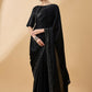 Black Satin Solid Sequence Work Saree with Stitched Blouse - Dharavi