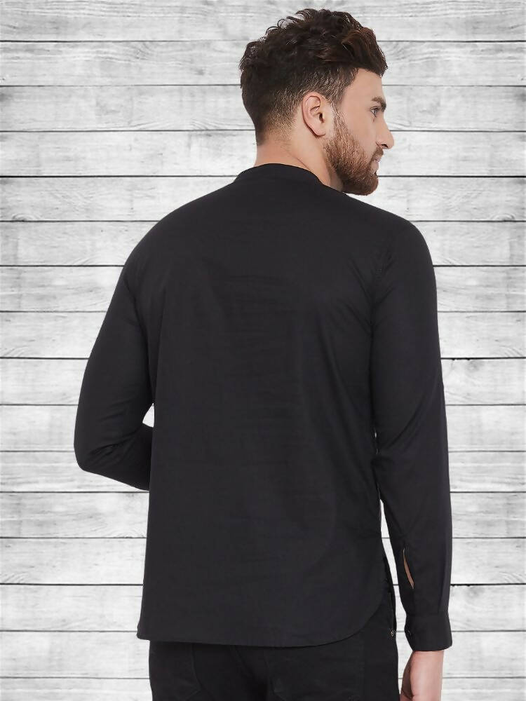 Even Apparels Pure Cotton Black Short Kurta - Black | Swadesiicart