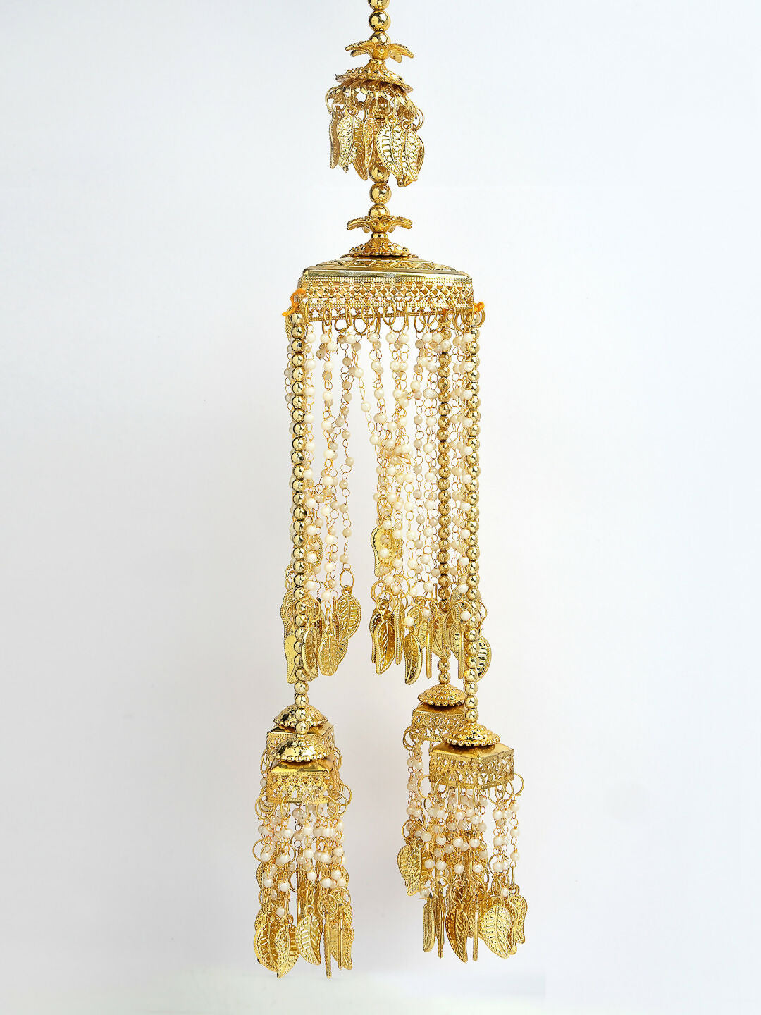 NVR Women's Pack Of 2 Gold-Polished & White Pearl Beaded Bridal Heavy Kaleera Sets - Swadesiicart