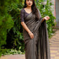 Grey Jute Silk Woven Design Saree with Unstitched Blouse - Hiral Fashion | Swadesiicart