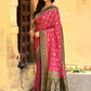 Joban Fashion Pink Crepe Chiffon Pure Handloom Banarasi Silk Saree | Swadesiicart