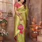 Anaita Light Green Soft Silk With Zari Weaving Borders Saree With Blouse