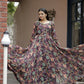 Aayaa Designer Printed Georgette Full Flare Gown With Dupatta - Multi Color