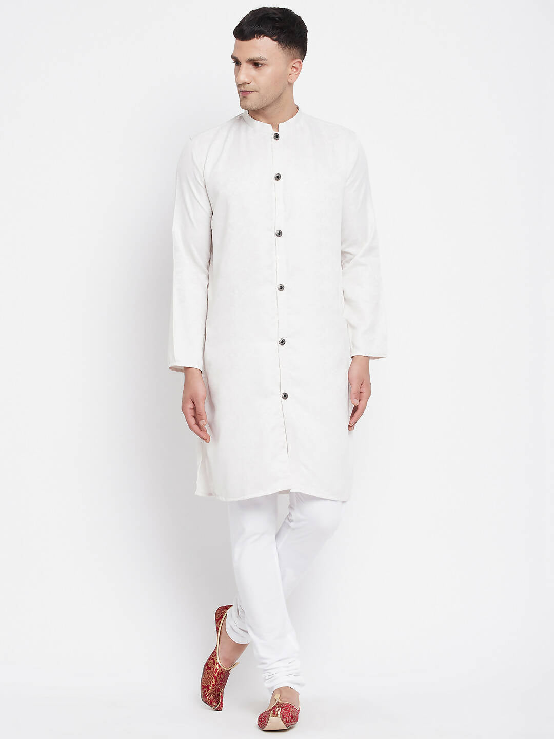 Even Apparels White Rayon Men's Sherwani Kurta With Open Front | Swadesiicart