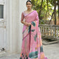 Vishnu Weaves Women's Baby-Pink Cotton Silk Saree with Blouse - Swadesiicart