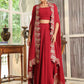 Janasya Maroon Georgette Solid Top Bottom Cape | Swadesiicart