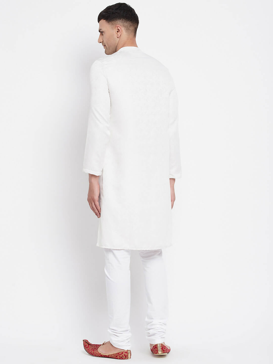 Even Apparels White Rayon Men's Sherwani Kurta With Asymetrical Cut | Swadesiicart