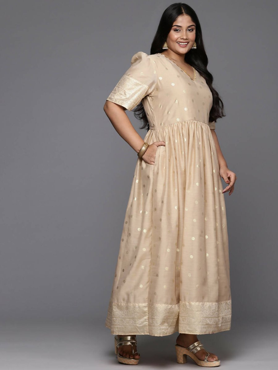Ahalyaa Women's Traditional wear Ethnic Dress - Tan | Swadesiicart