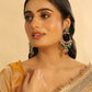 Nuyug 22K Gold Plated Crescent Kundan Drop Green Stone Chandbali Earrings | Swadesiicart