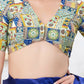 Joban Fashion Multi Polyester Elbow Sleeveless Front Open Blouse - Swadesiicart