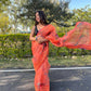 Vamsee Orange Organza Saree - Swadesiicart