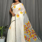Exclusive Collection Beautiful White Yellow Pure Cotton Hand Print Handloom Saree With Running Blouse Piece - Swadesiicart