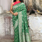 Joban Fashion Green Pure Crepe Pure Handloom Banarasi Silk Saree | Swadesiicart