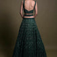 Jyoti Fashion Women's Dark Green Net Sequins with Dori & Thread Embroidered Designer Lehenga Choli Set | Swadesiicart