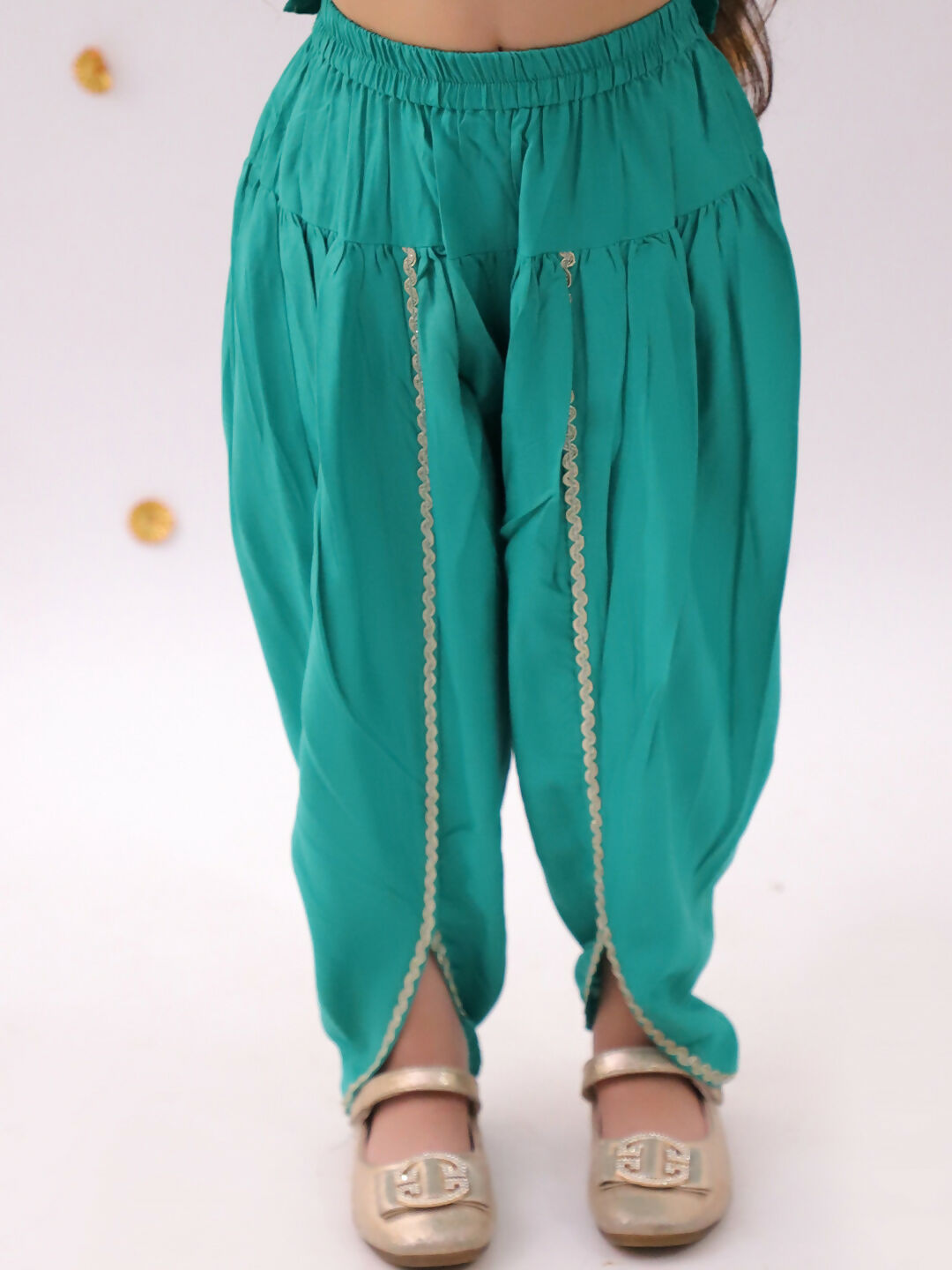 Lil Drama Khilkhilahat Green Kurta Dhoti Set For Girls | Swadesiicart
