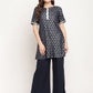 Ahalyaa Women's Blue Rayon Foil Print Top With Palazzo Set | Swadesiicart