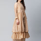Ahalyaa Womens Beige Chanderi Kurta Palazzo Set with Dupatta | Swadesiicart