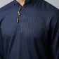 Even Apparels Navy blue Color Pure Cotton Men's Kurta With Side Placket (CHK082) | Swadesiicart