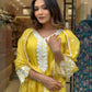 The52 Yellow Women's Gorgeous Embroidered Georgette Fabric Straight Kurta Pant with Dupatta Set - Swadesiicart