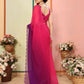 Aafreen Partywear Designer Dark pink & Purple Georgette Fancy Saree