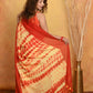 Very Much Indian Tie & Dye Handloom Mul Cotton Saree - Yellow Red | Swadesiicart