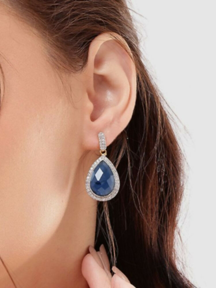 Nuyug 22K Gold Plated Azure Muse Contemporary Drop Earrings | Swadesiicart
