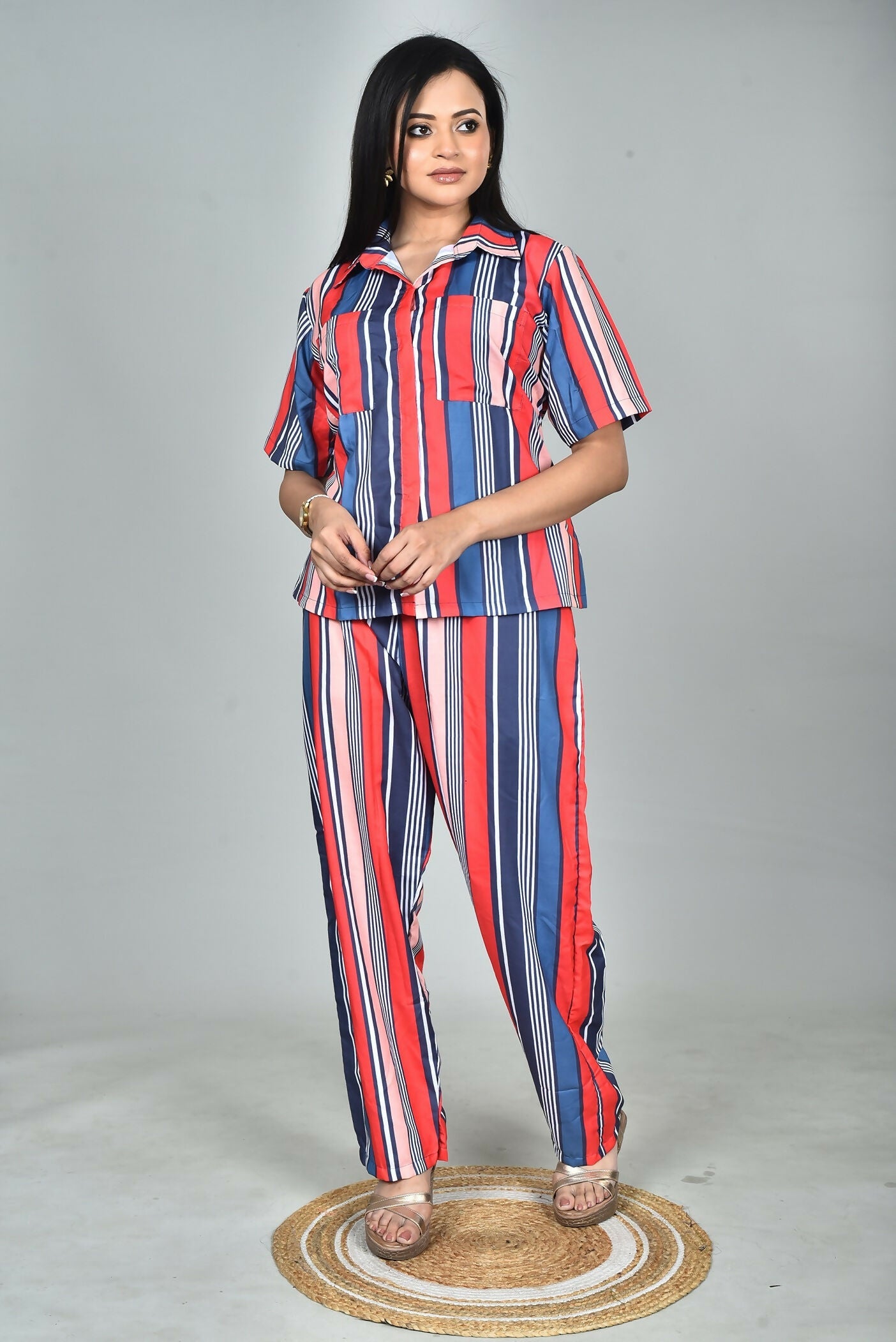 Morchari Digital Print Semi Muslin Co-Ord Set Top & Trouser-Multicolor - Swadesiicart