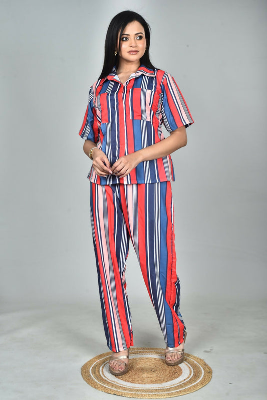Morchari Digital Print Semi Muslin Co-Ord Set Top & Trouser-Multicolor - Swadesiicart