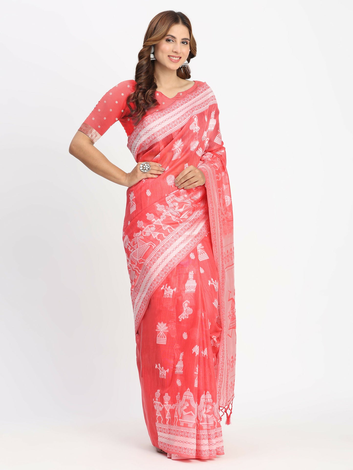 Shree Shyam Fashion Linen Cotton Sky Blue Saree