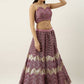 House of Panchhi Lavender - Net Embroidered Lehenga with Zig-Zag Pattern | Swadesiicart
