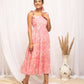 FIORRA Women's Peach Cotton Floral Printed Western Dress - Swadesiicart