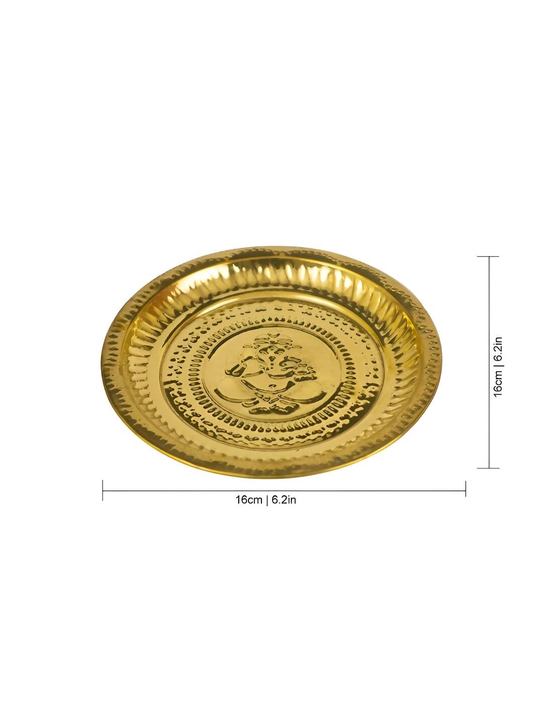 Spillbox Gold-Toned Brass Ganesh Thali Pooja Essential | Swadesiicart