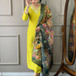 Partywear Designer Lemon Yellow Viscos Chanderi Stitched Suit With Dupatta - Tanisha | Swadesiicart