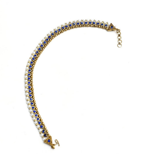 Mominos Fashion Kamal Johar Blue Kundan Anklets | Swadesiicart