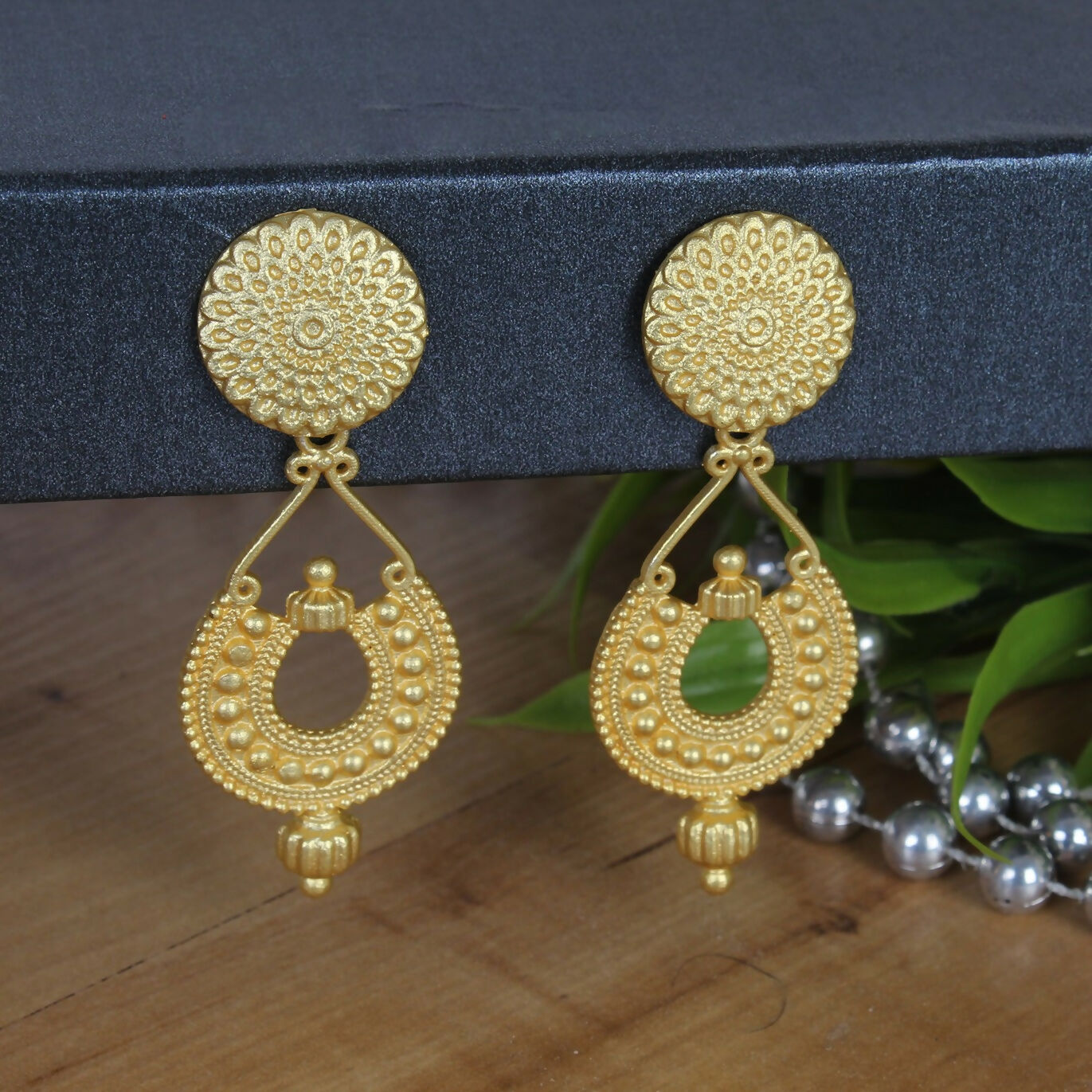 Joban Fashion Women Matte Gold Brass Earrings | Swadesiicart
