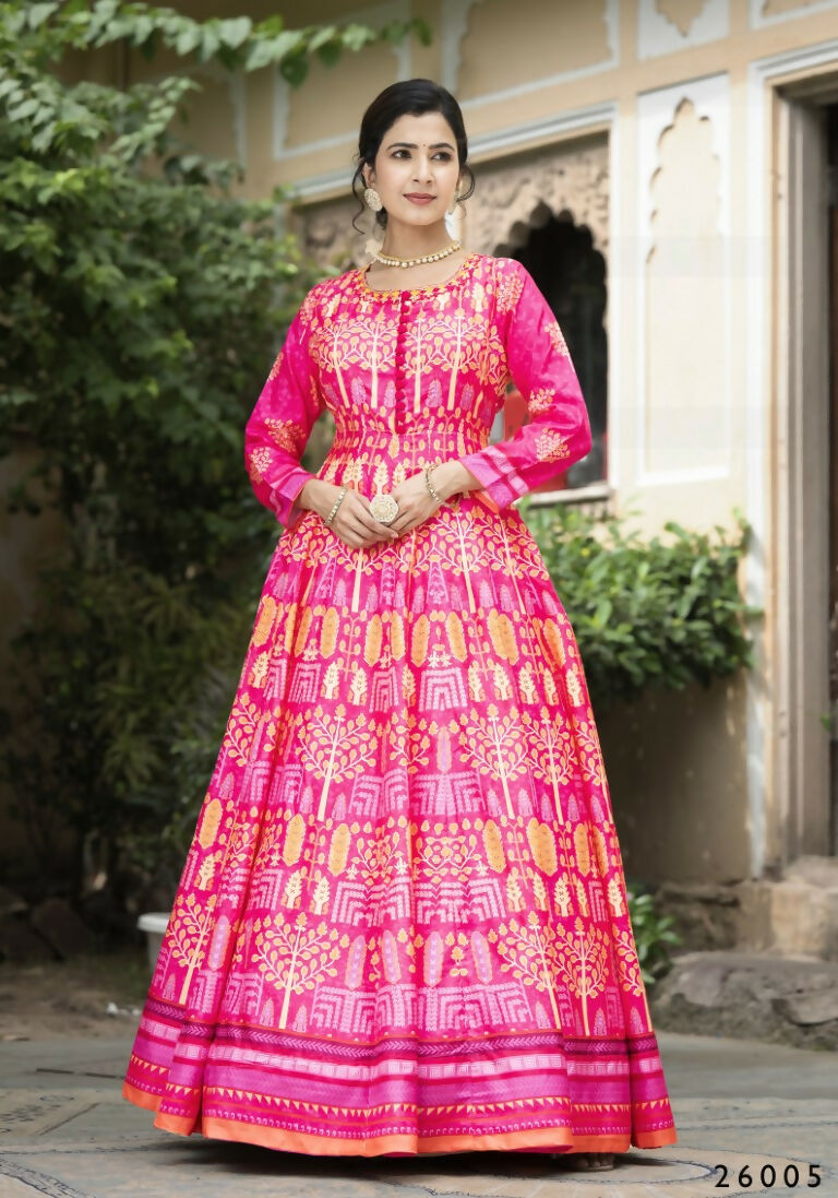 Wedding Designer Pink Soft Dola Silk Anarkali suit with Dupatta - Samanta - Swadesiicart