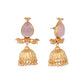 Nuyug 22K Gold Plated Rose Quartz Stone Studded Ethnic Jhumkas | Swadesiicart