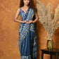 Very Much Indian Handblock Printed Cotton Saree With Natural Dyes - Blue | Swadesiicart