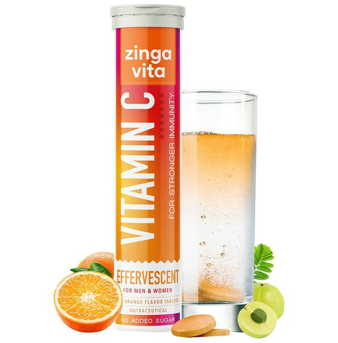 Zingavita Vitamin C Effervescent Tablets for Stronger Immunity - Orange Flavor | Swadesiicart