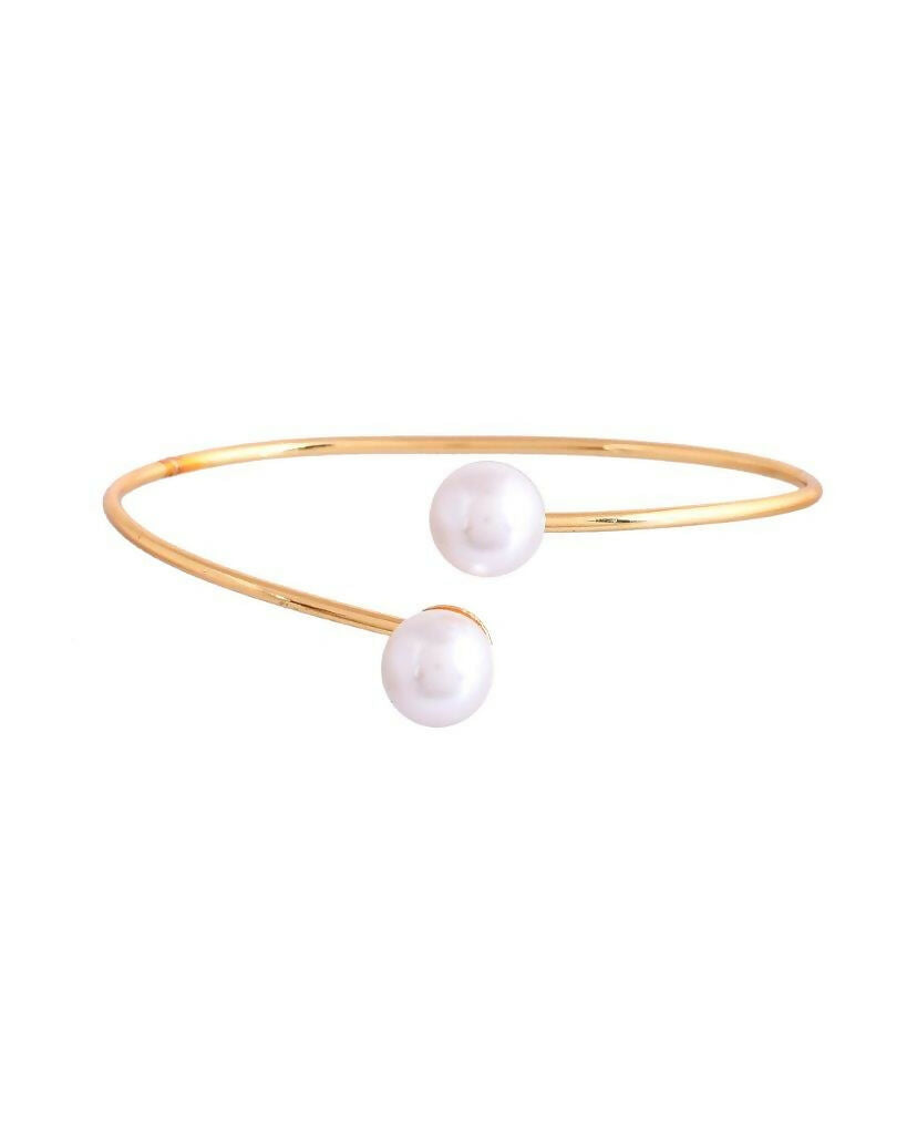 VOJ One Gram Gold-Polished Pearl Studded Bracelet - Swadesiicart