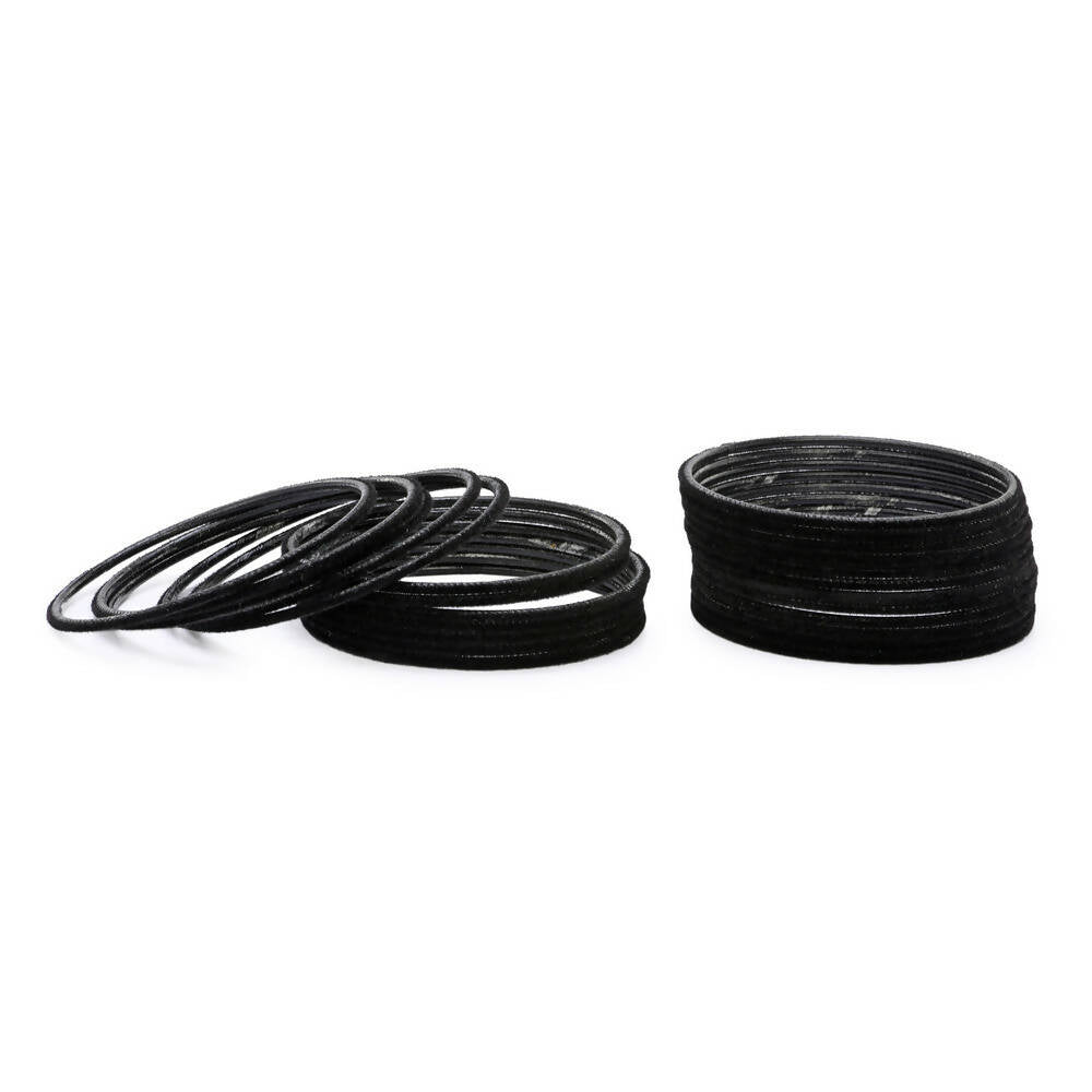 Afast Designer Fancy Party Velvet Bangle/ Kada Set, Black, Metal, Pack Of 48 - Swadesiicart