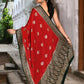 Joban Fashion Red Crepe Chiffon Pure Handloom Banarasi Silk Saree | Swadesiicart