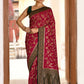 Joban Fashion Hot Pink Crepe Chiffon Pure Handloom Banarasi Silk Saree | Swadesiicart